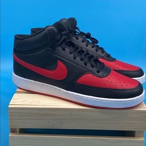 Nike Court Vision Mid - Mens DM8682-001 Black University Red Shoes Size 13